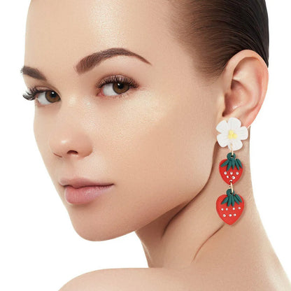 Strawberry Fruit Drop Dangle Earrings Jewelry Bubble