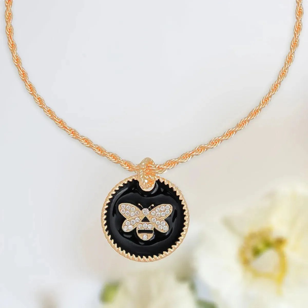 Stunning Black Gold Bee Necklace - Shop Fashion Jewelry Now