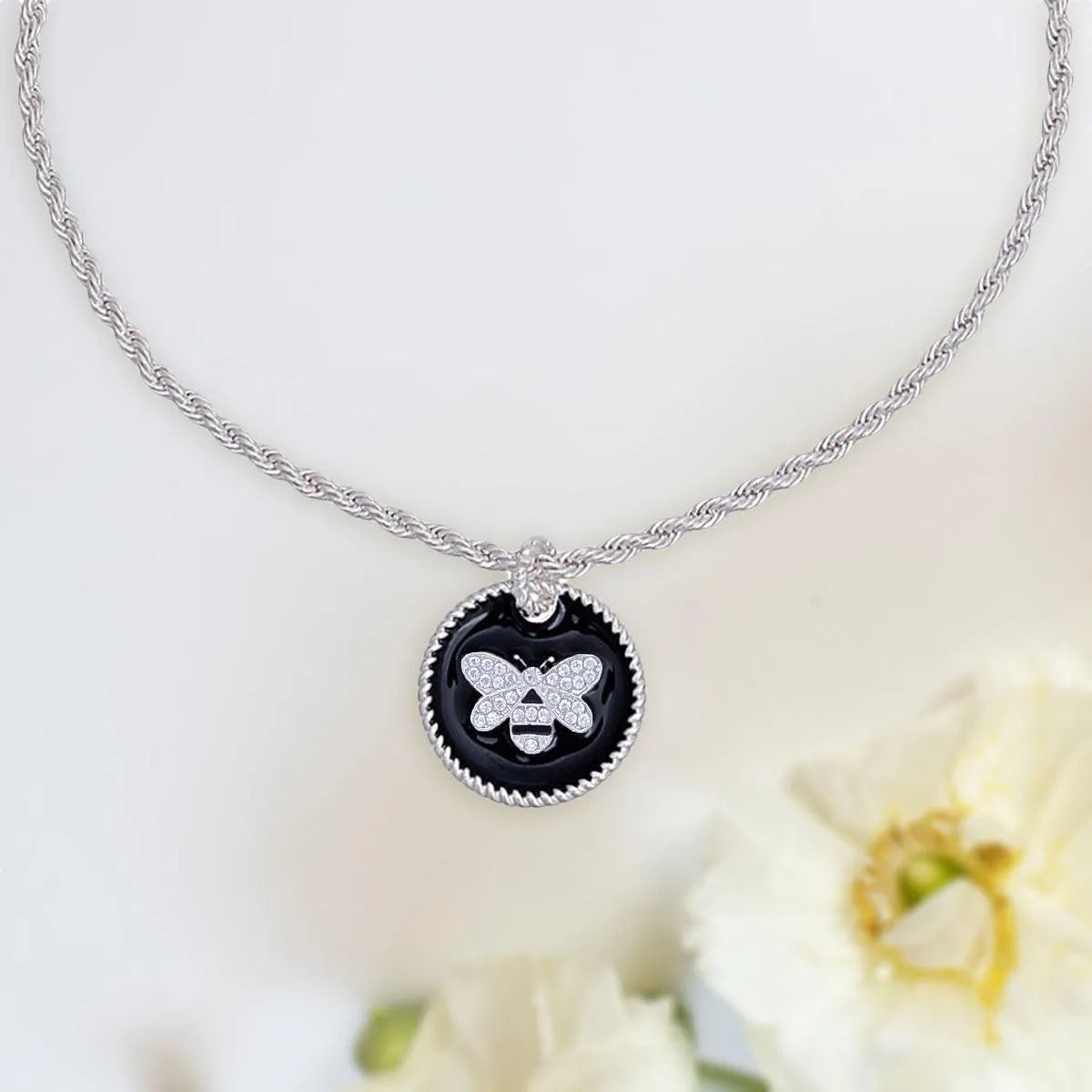 Stunning Black Silver Bee Necklace - Shop Fashion Jewelry Now Jewelry Bubble