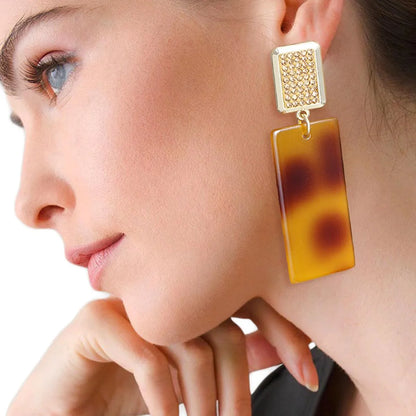 Stunning Dangle Rectangle Earrings - Shop Now for Elegant Accessories! Jewelry Bubble