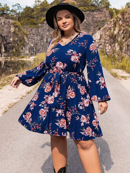 Stunning Plus Size V-Neck Floral Dress for All Day Elegance Jewelry Bubble