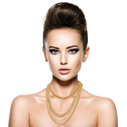 Style Your Décolleté: Multilayer Gold Tone Chain Choker Necklace Pinktown