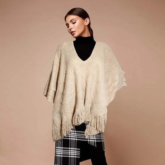 Stylish Beige Crochet Poncho: Your Perfect Fall Fashion Statement! Jewelry Bubble