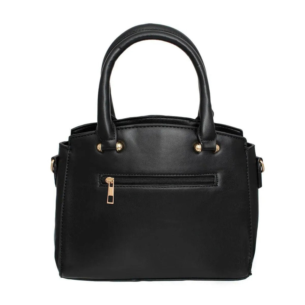 Stylish Black Chevron Quilted Handbag with Matching Wallet