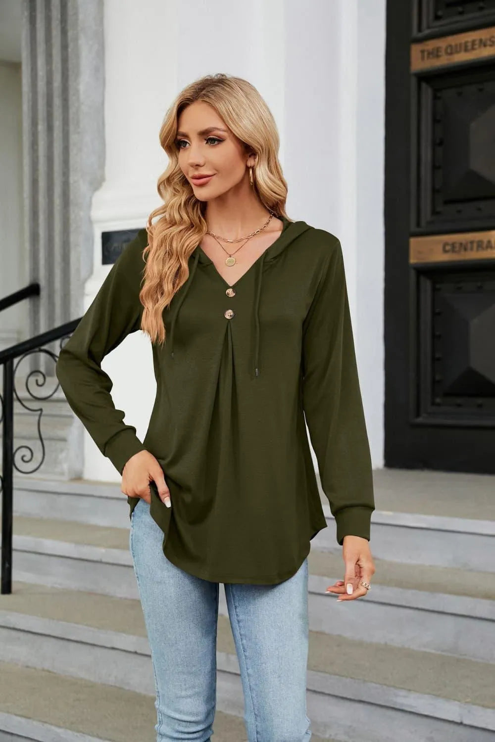Stylish Long Sleeve Hooded Blouse: Shop Now for Casual Top Jewelry Bubble