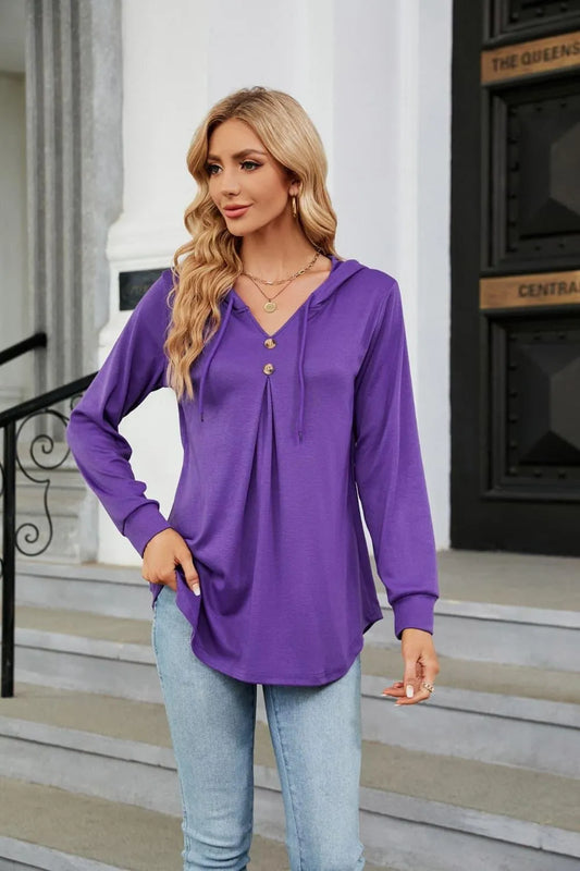 Stylish Long Sleeve Hooded Blouse: Shop Now for Casual Top Jewelry Bubble