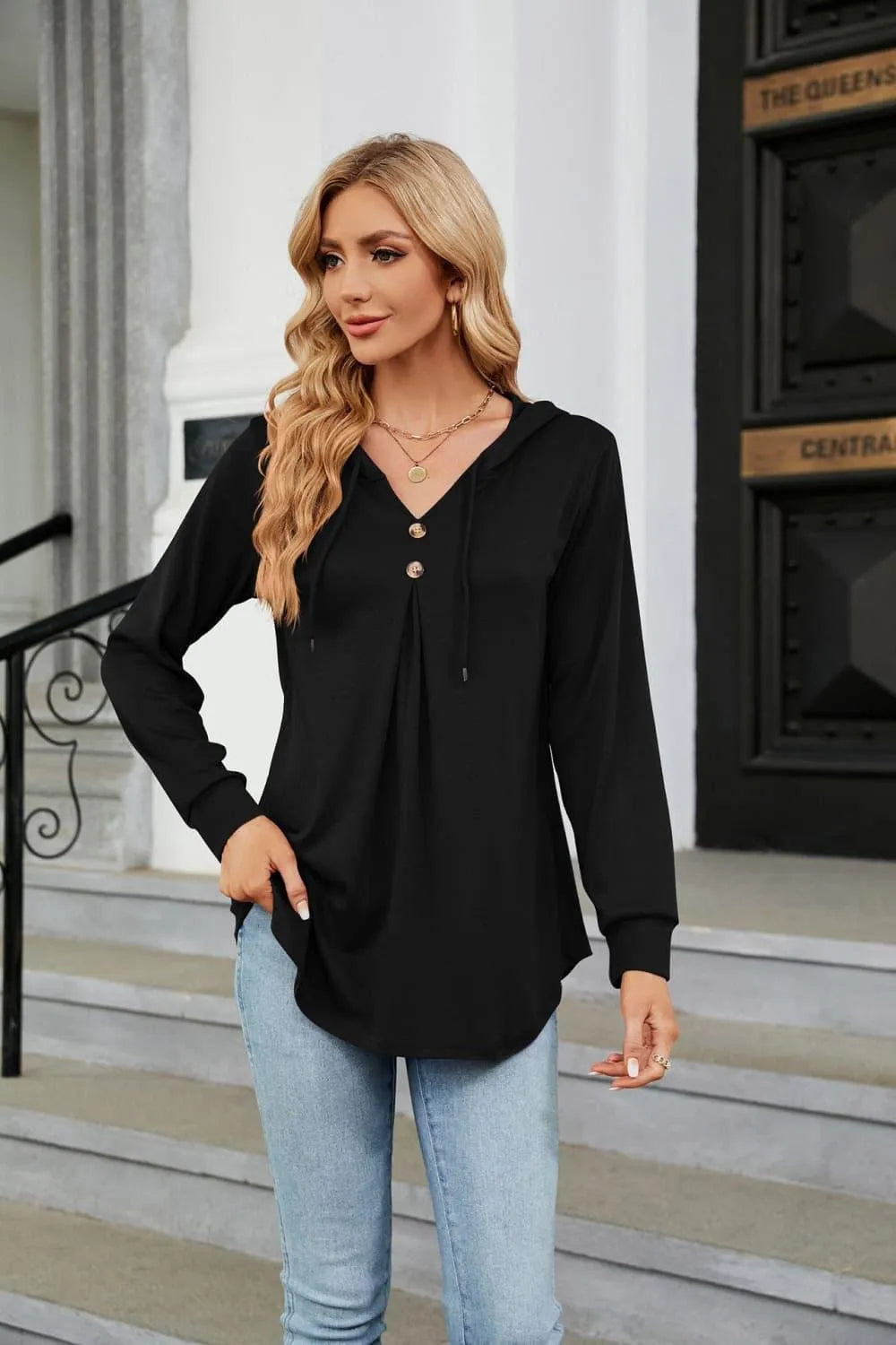 Stylish Long Sleeve Hooded Blouse: Shop Now for Casual Top Jewelry Bubble