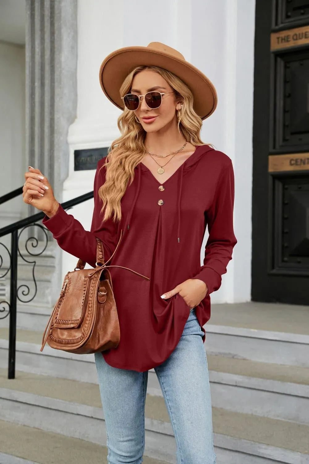 Stylish Long Sleeve Hooded Blouse: Shop Now for Casual Top Jewelry Bubble
