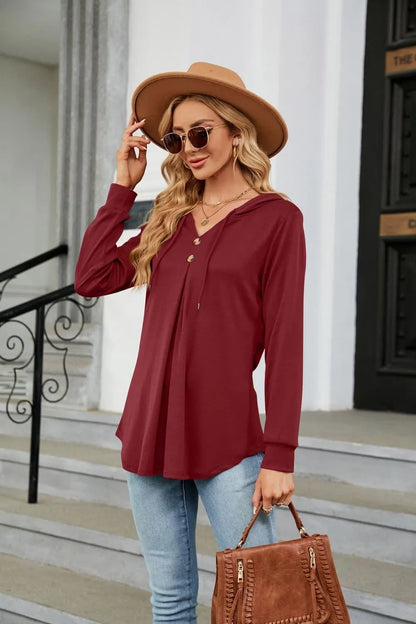 Stylish Long Sleeve Hooded Blouse: Shop Now for Casual Top Jewelry Bubble