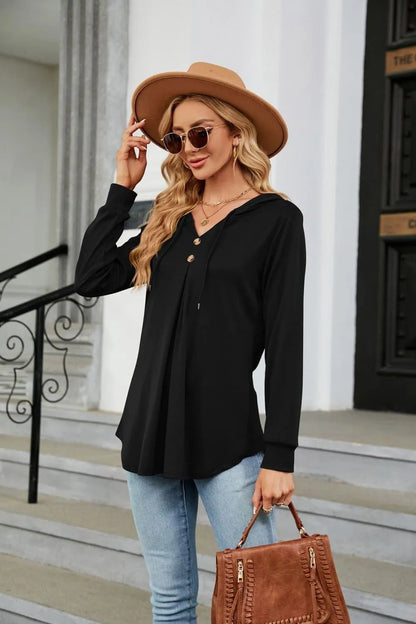 Stylish Long Sleeve Hooded Blouse: Shop Now for Casual Top Jewelry Bubble