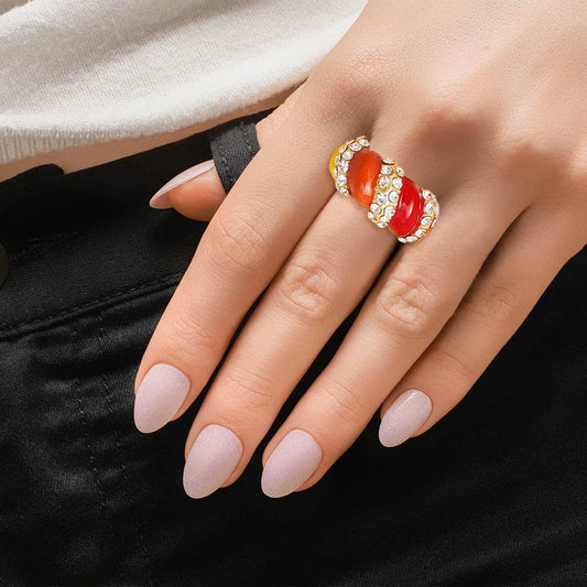 Stylish Multicolor Twisted Design Ring - Fashion Jewelry Pinktown