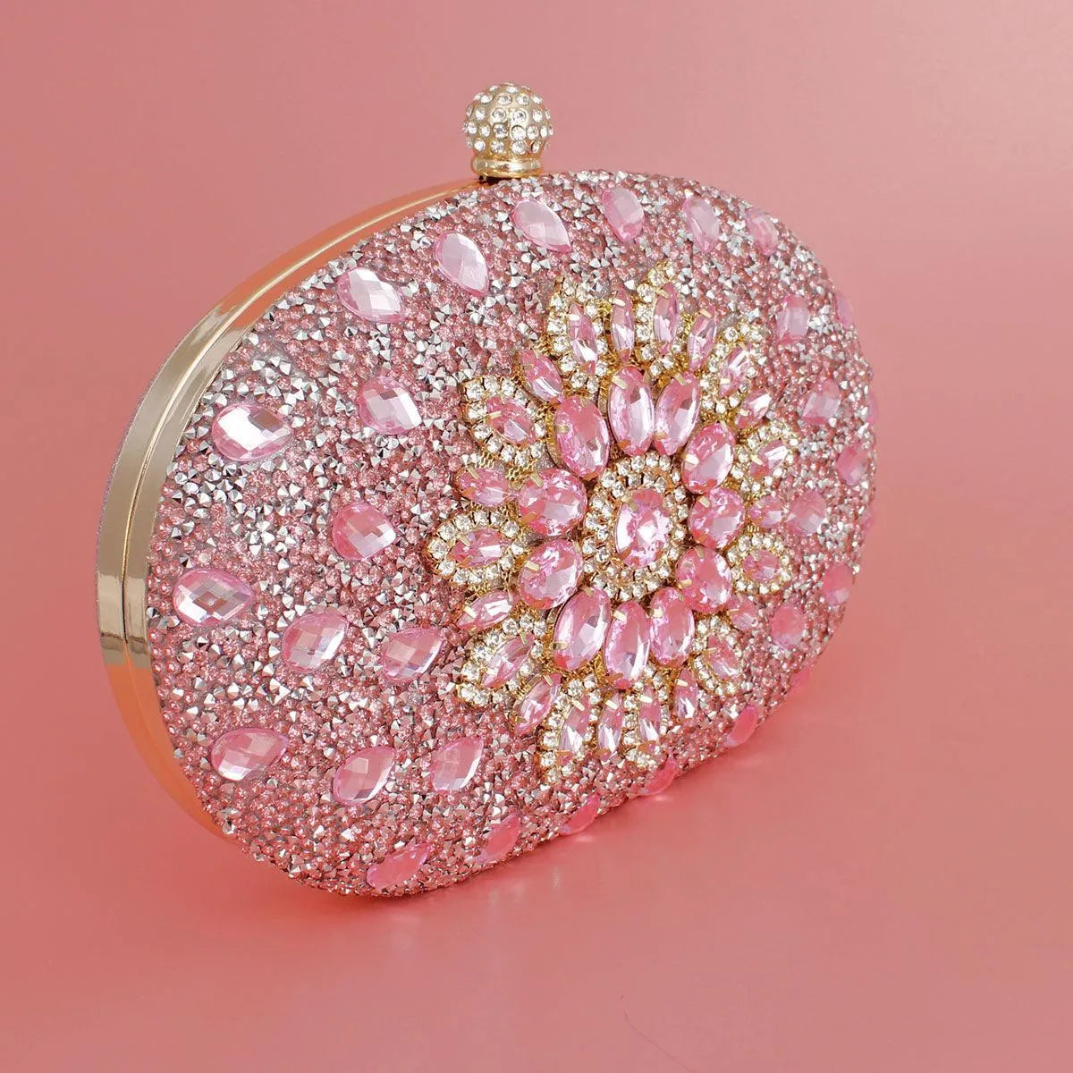 Stylish Pink Crystal Clutch: Perfect for Women Jewelry Bubble