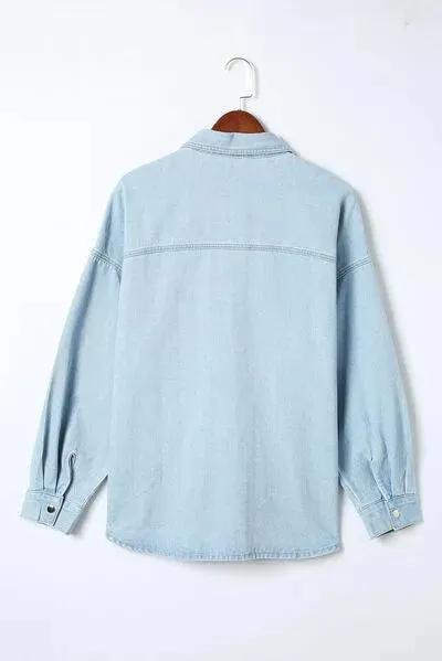 Stylish Plus Size Denim Jacket: Snap Down & Pocketed - Women's Shackets