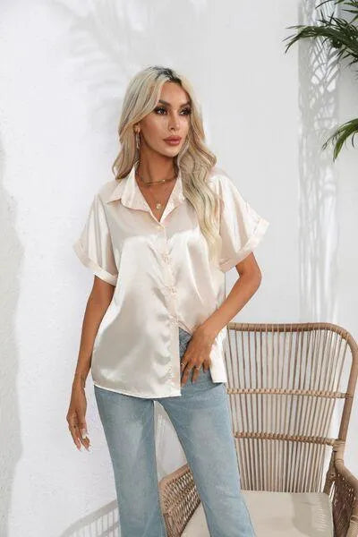 Stylish Short Sleeve Women's Collared Shirt | Fashion Relaxed Style Jewelry Bubble