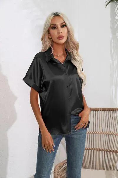 Stylish Short Sleeve Women's Collared Shirt | Fashion Relaxed Style