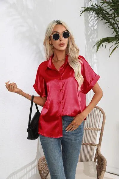 Stylish Short Sleeve Women's Collared Shirt | Fashion Relaxed Style Jewelry Bubble