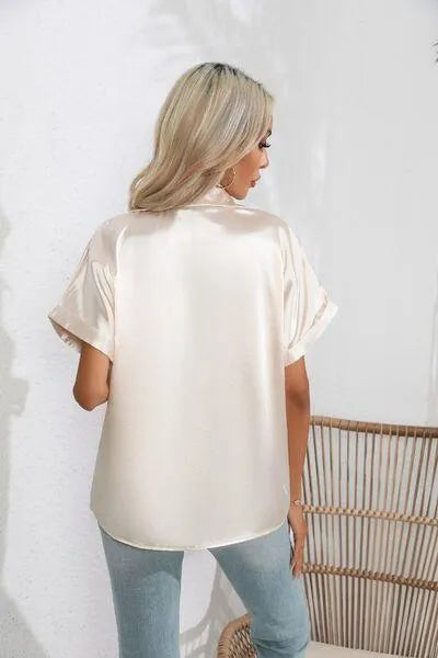 Stylish Short Sleeve Women's Collared Shirt | Fashion Relaxed Style Jewelry Bubble