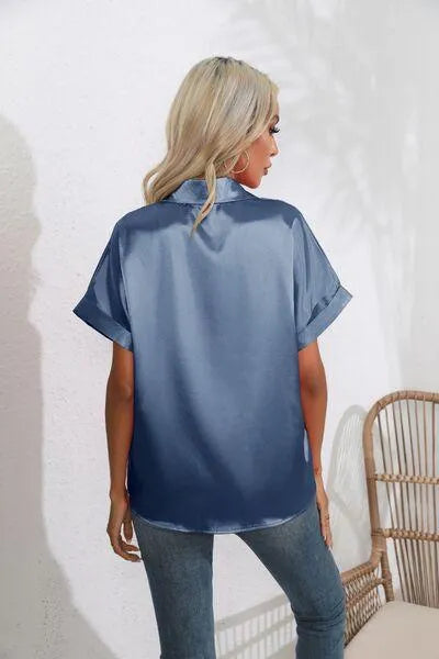 Stylish Short Sleeve Women's Collared Shirt | Fashion Relaxed Style Jewelry Bubble