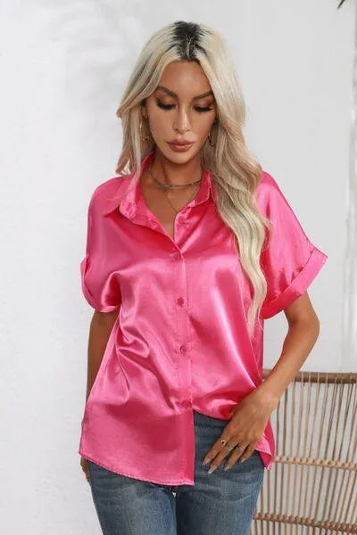 Stylish Short Sleeve Women's Collared Shirt | Fashion Relaxed Style Jewelry Bubble