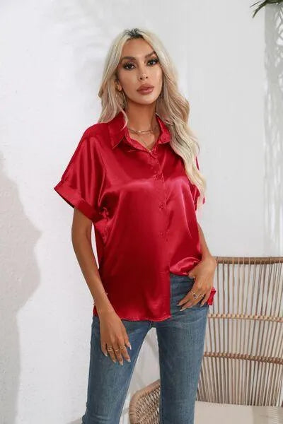 Stylish Short Sleeve Women's Collared Shirt | Fashion Relaxed Style Jewelry Bubble