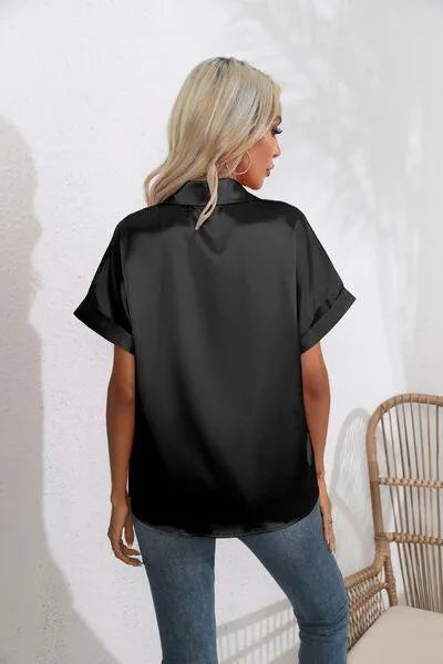 Stylish Short Sleeve Women's Collared Shirt | Fashion Relaxed Style Jewelry Bubble