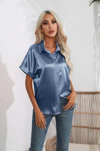 Stylish Short Sleeve Women's Collared Shirt | Fashion Relaxed Style Jewelry Bubble