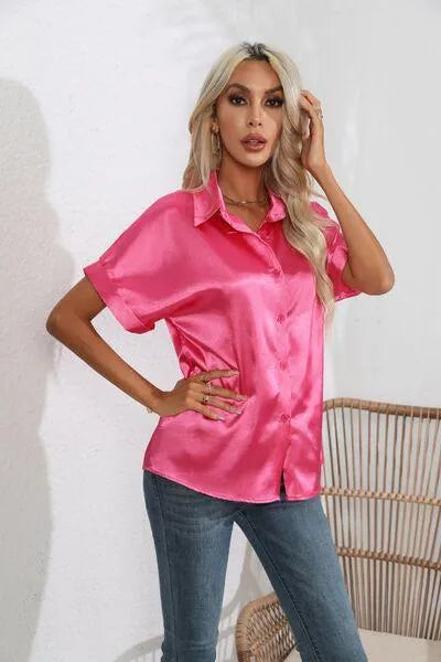 Stylish Short Sleeve Women's Collared Shirt | Fashion Relaxed Style Jewelry Bubble