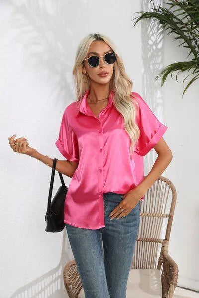 Stylish Short Sleeve Women's Collared Shirt | Fashion Relaxed Style Jewelry Bubble