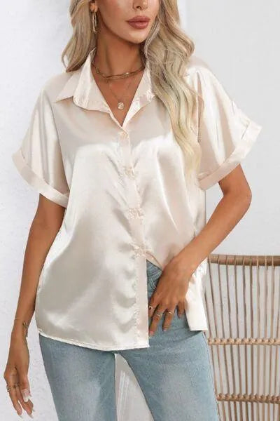 Stylish Short Sleeve Women's Collared Shirt | Fashion Relaxed Style Jewelry Bubble