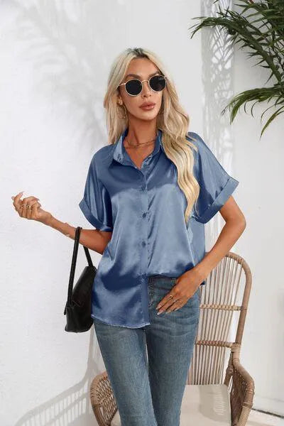 Stylish Short Sleeve Women's Collared Shirt | Fashion Relaxed Style Jewelry Bubble