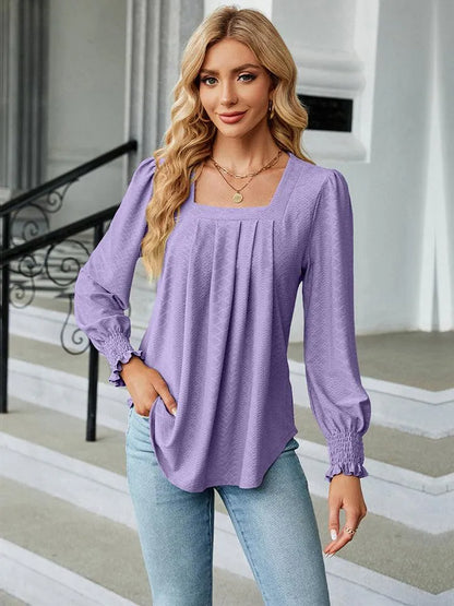 Stylish Square Neck Blouse with Puff Sleeves | Shop Now Jewelry Bubble