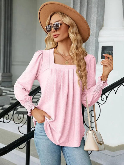 Stylish Square Neck Blouse with Puff Sleeves | Shop Now Jewelry Bubble