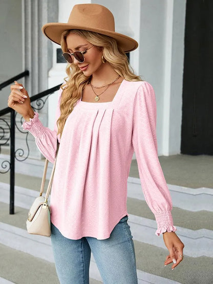 Stylish Square Neck Blouse with Puff Sleeves | Shop Now Jewelry Bubble