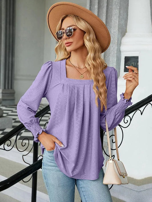 Stylish Square Neck Blouse with Puff Sleeves | Shop Now Jewelry Bubble