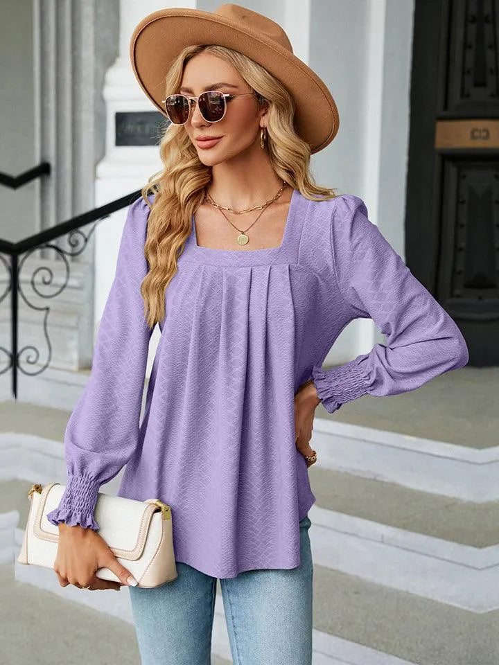 Stylish Square Neck Blouse with Puff Sleeves | Shop Now Jewelry Bubble