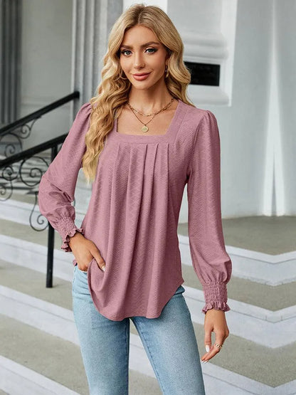 Stylish Square Neck Blouse with Puff Sleeves | Shop Now Jewelry Bubble