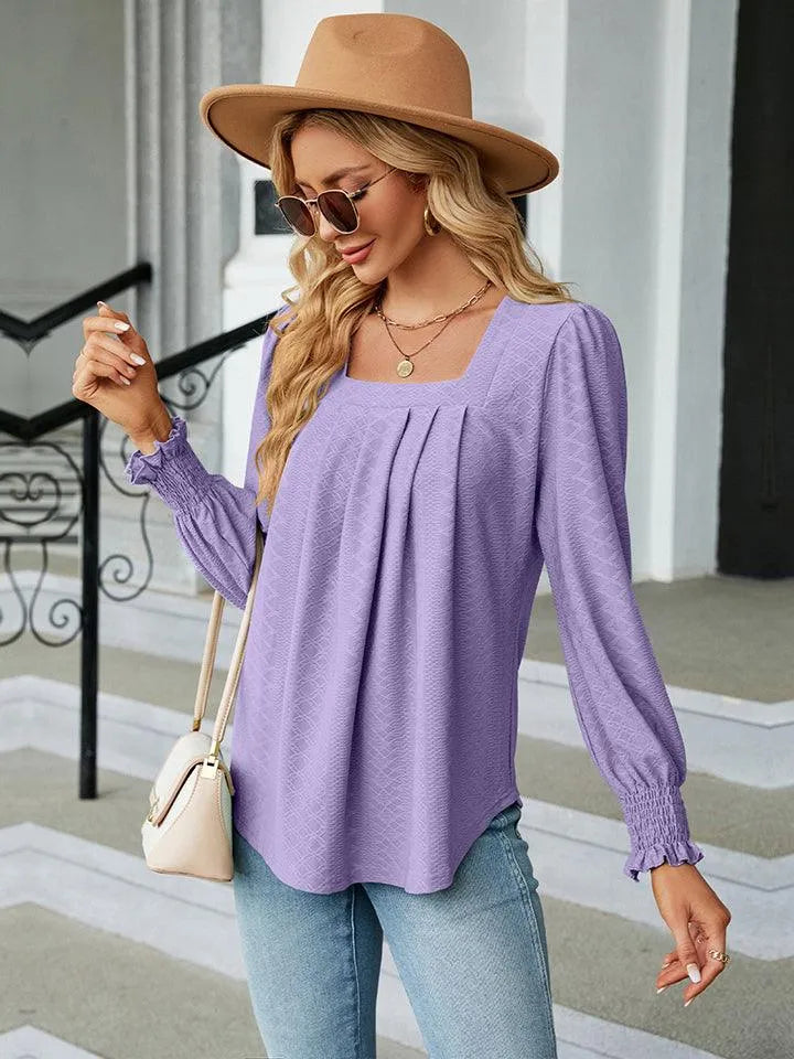 Stylish Square Neck Blouse with Puff Sleeves | Shop Now Jewelry Bubble