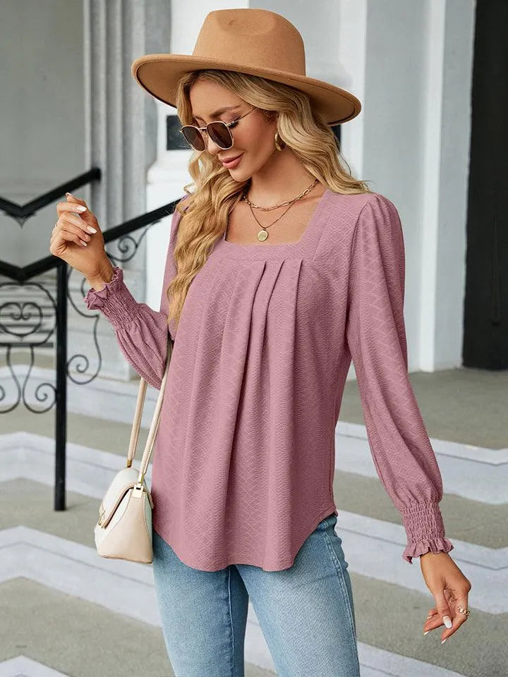 Stylish Square Neck Blouse with Puff Sleeves | Shop Now Jewelry Bubble