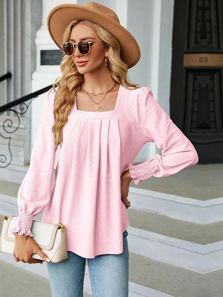 Stylish Square Neck Blouse with Puff Sleeves | Shop Now Jewelry Bubble