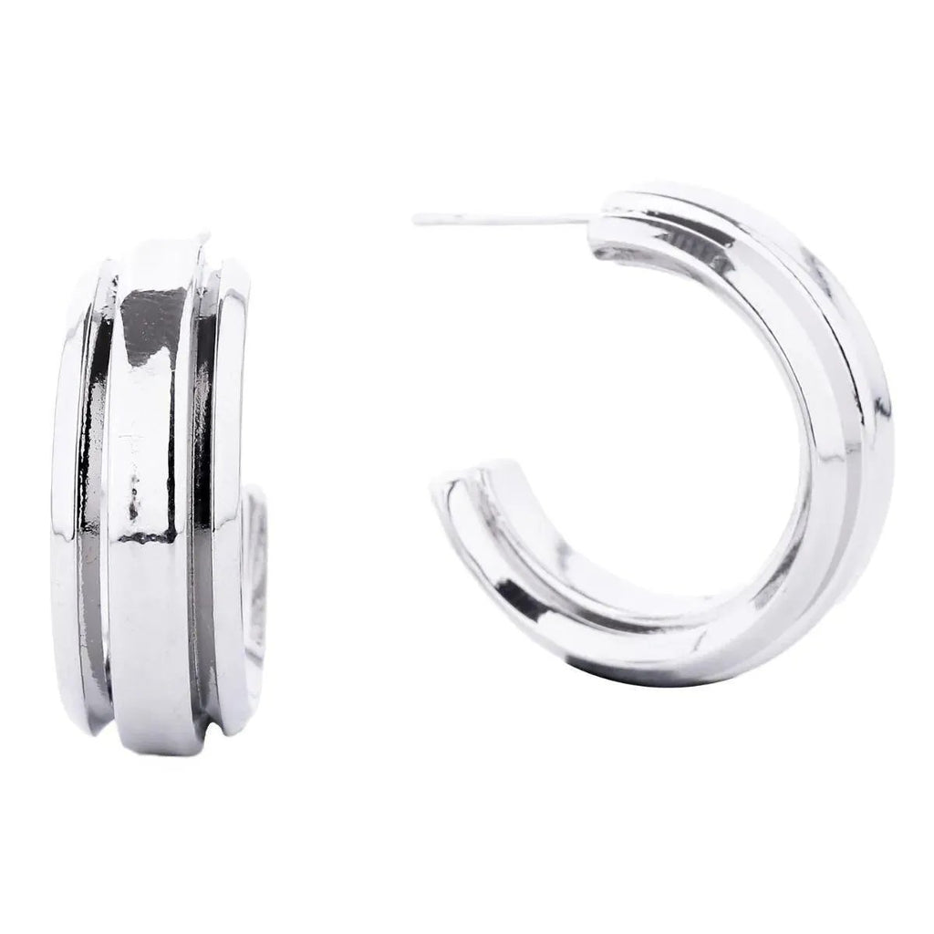Timeless White Gold Hoops: Small Knife-edge Earrings for Any Occasion - Fashion Jewelry