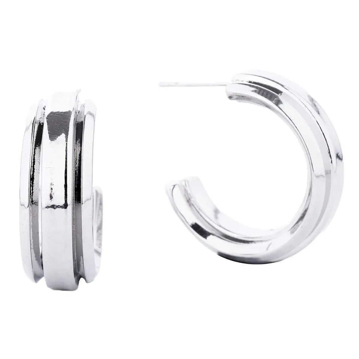 Timeless White Gold Hoops: Small Knife-edge Earrings for Any Occasion - Fashion Jewelry