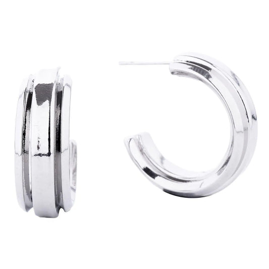 Timeless White Gold Hoops: Small Knife-edge Earrings for Any Occasion - Fashion Jewelry Jewelry Bubble