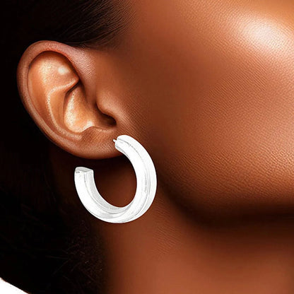 Timeless White Gold Hoops: Small Knife-edge Earrings for Any Occasion - Fashion Jewelry Jewelry Bubble