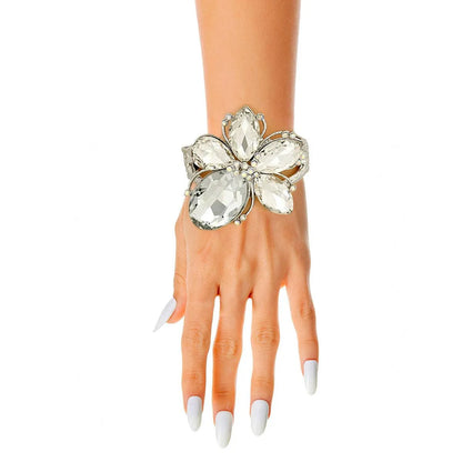 Transform Your Look with a Stunning Silver/Clear Flower Bracelet Jewelry Bubble