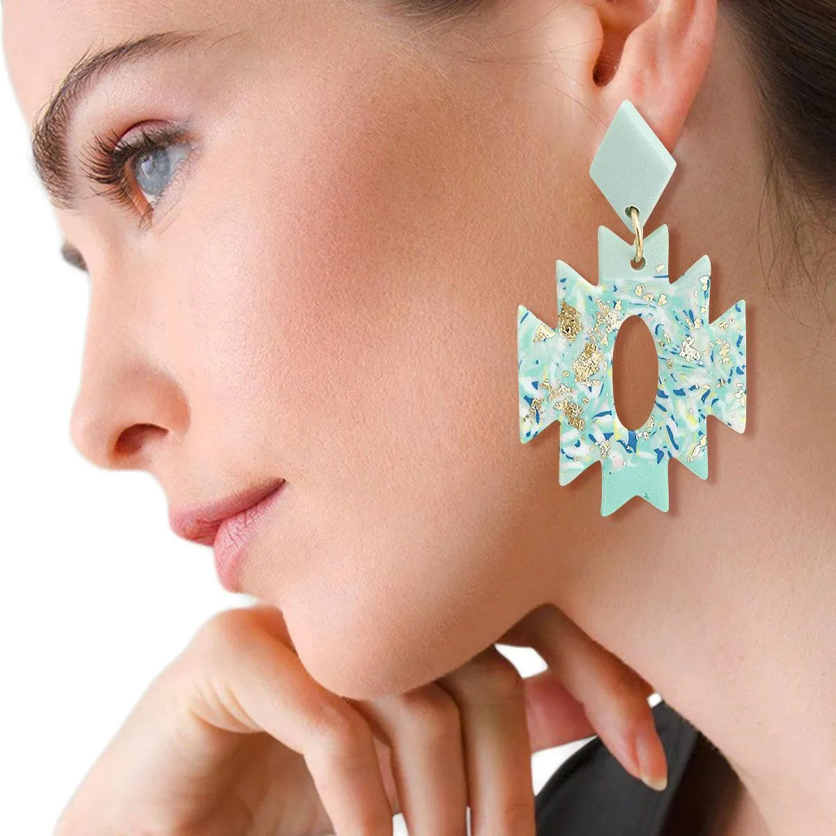 Turn Heads with Exquisite Turquoise Zig-Zag Earrings Jewelry Bubble