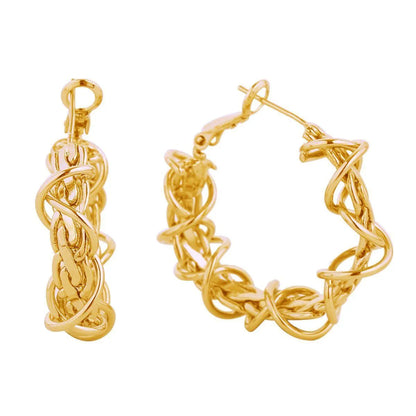 Twisted Gold-finished Wire Chain Small Hoop Earrings Pinktown