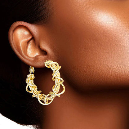 Twisted Gold-finished Wire Chain Small Hoop Earrings Pinktown