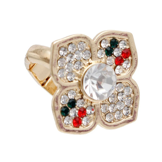 Unique Bloom: Gold Flower Ring for Women with Rhinestones - Fashion Jewelry Jewelry Bubble