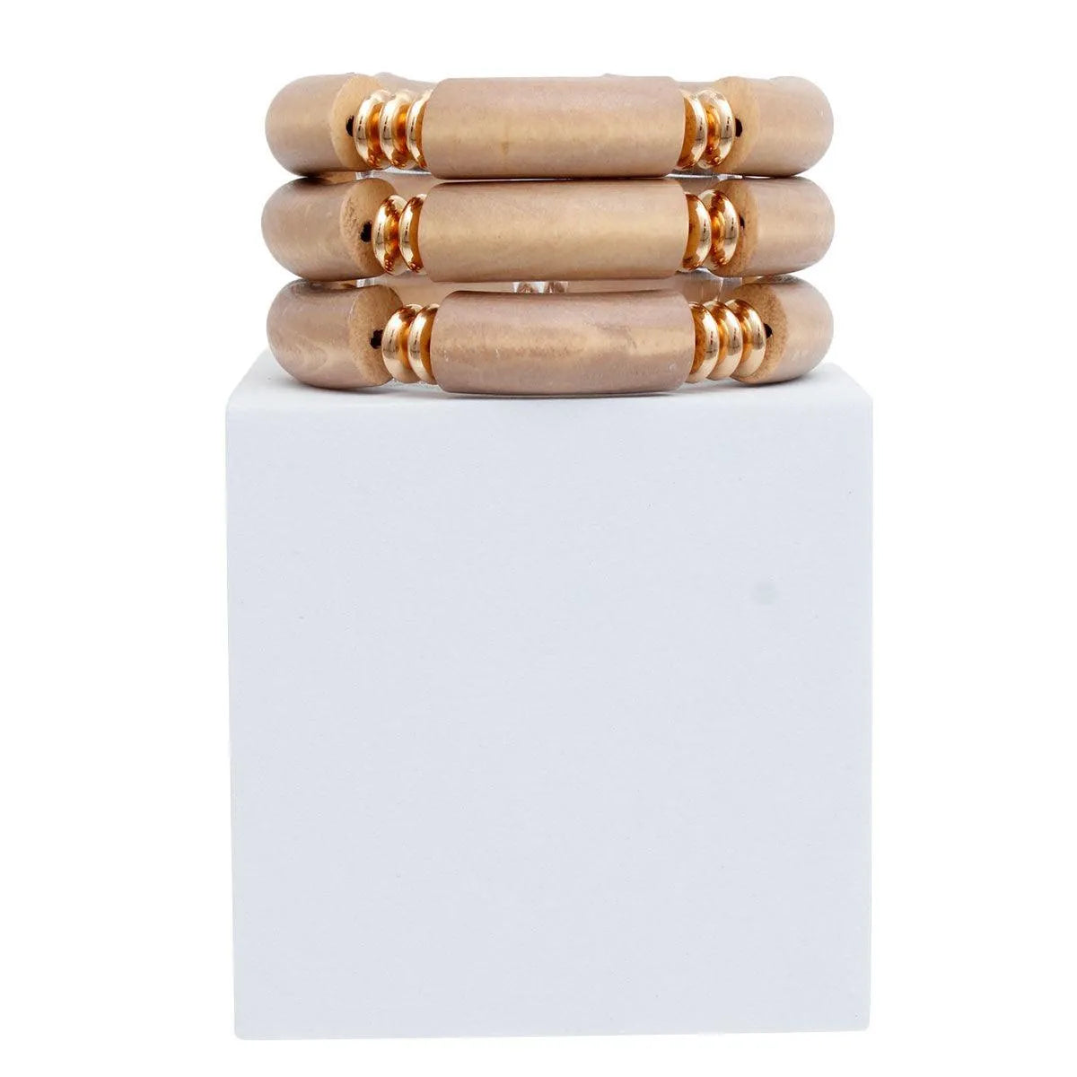 Unique Brown Wood Bangle Set for a Stylish Look Jewelry Bubble