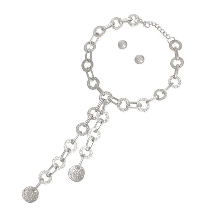 Unleash Your Style with a Modernist Y Chain Silver Tone Necklace Jewelry Bubble